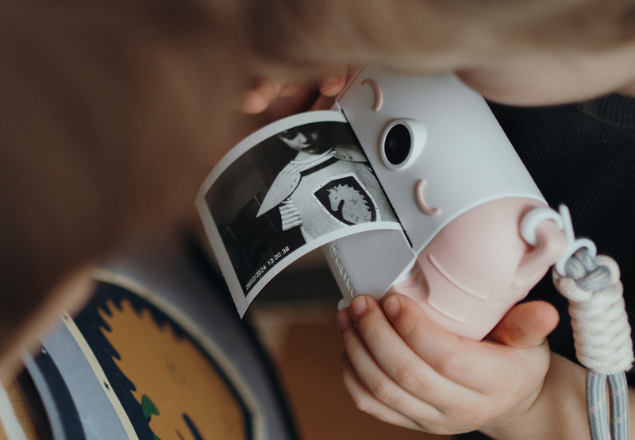 Camera foto digitala cu functie de printare termica pentru copii KidyPrint, Peach, Kidywolf